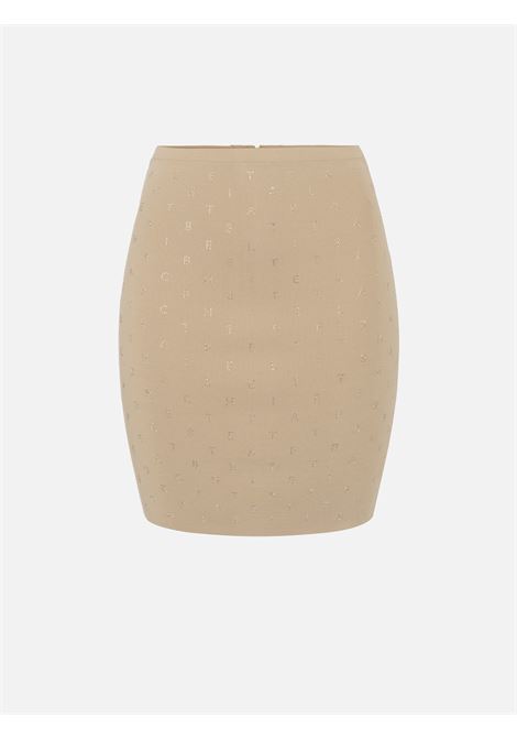 Minigonna in viscosa con lettering in strass Elisabetta Franchi ELISABETTA FRANCHI | Gonne | GK90B42E2784